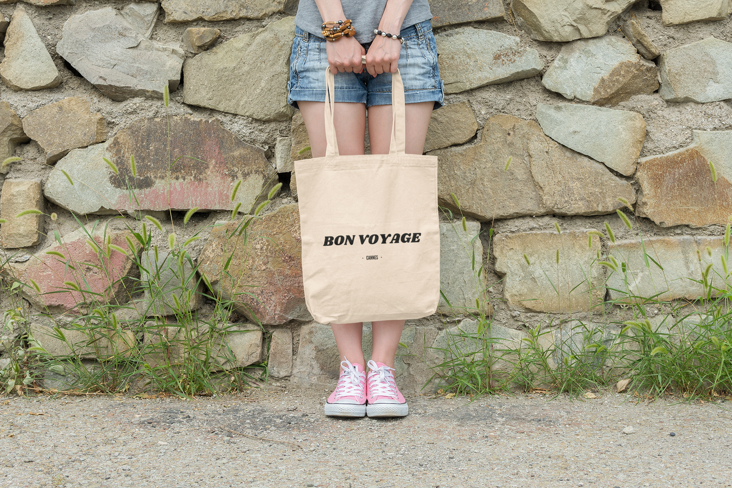 Cannes - "Bon Voyage" Casual Cotton Canvas Tote Bag