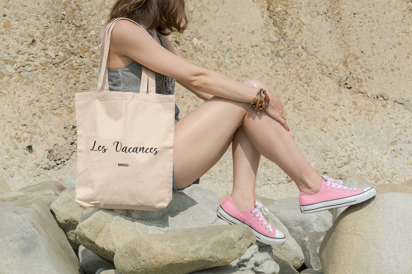 Marseille - "Les Vacances" Stylish Cotton Canvas Tote Bag