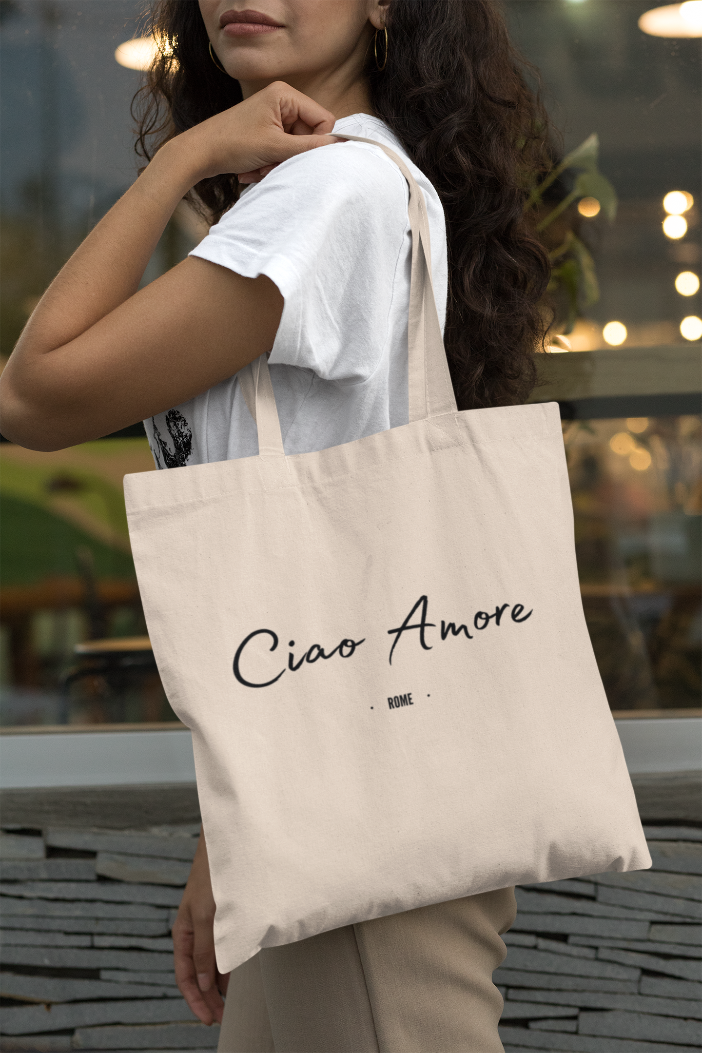 Rome - "Ciao Amore" Cute Cotton Canvas Tote Bag