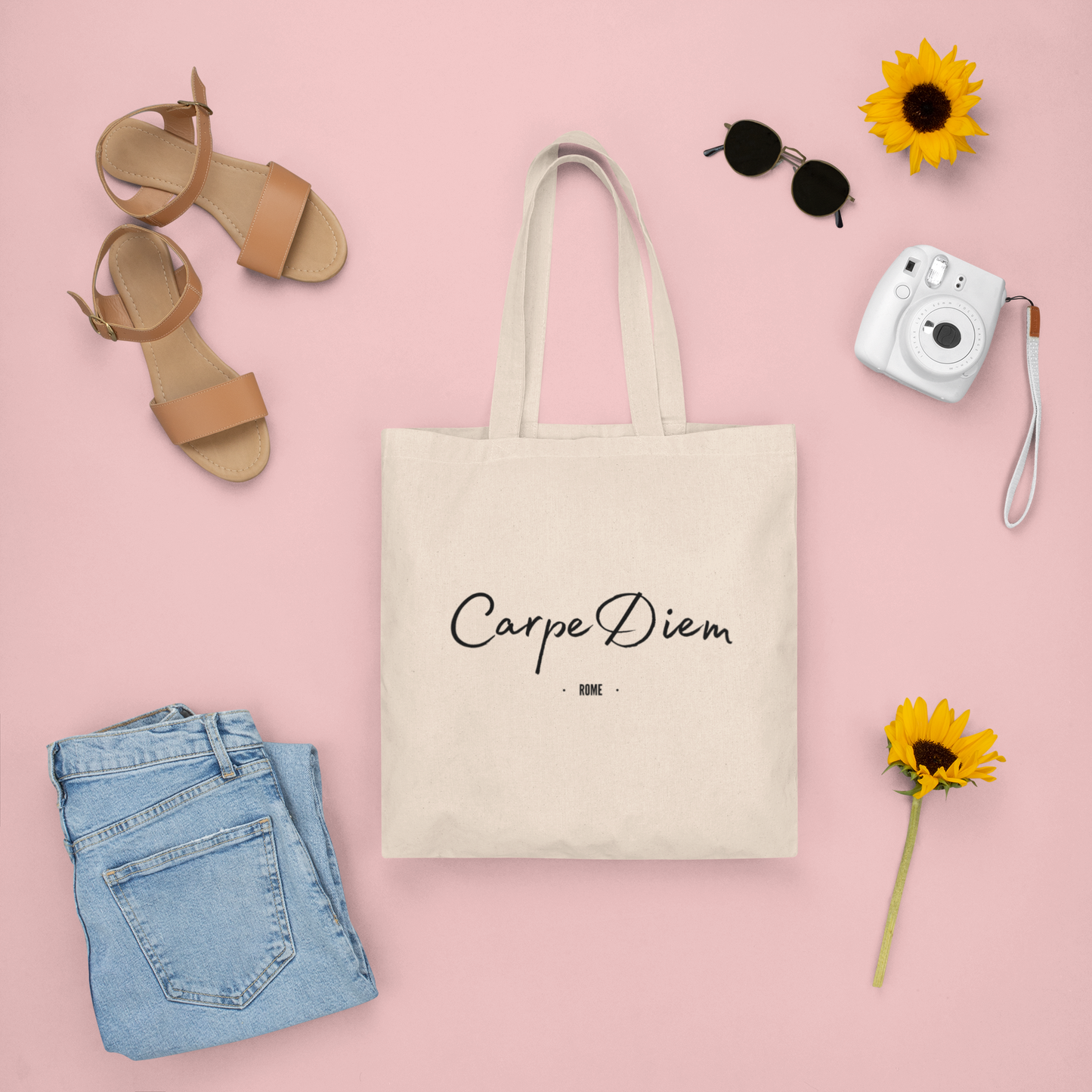 Rome - "Carpe Diem" Sophisticated Cotton Canvas Tote Bag