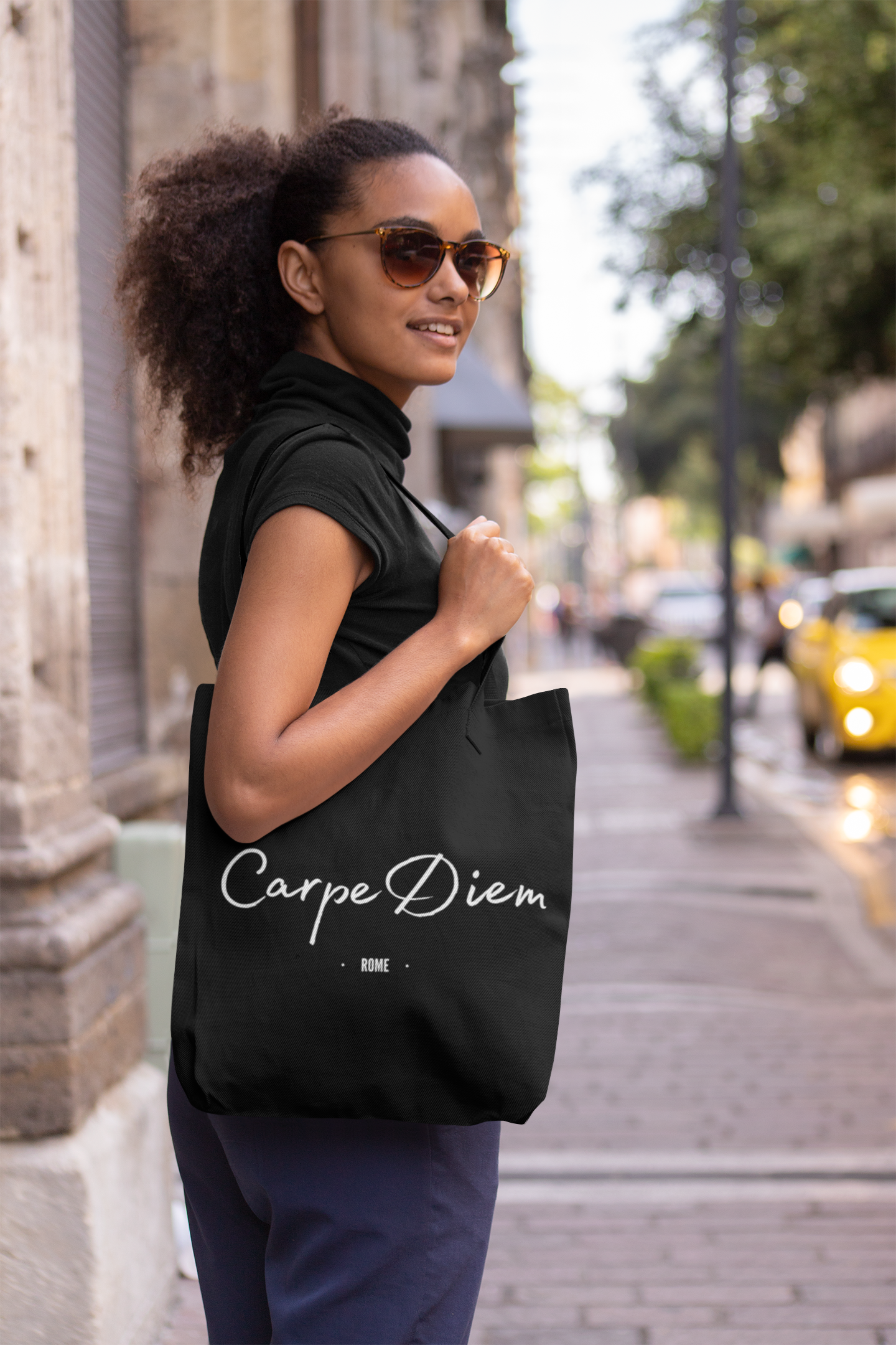 Rome - "Carpe Diem" Sophisticated Cotton Canvas Tote Bag