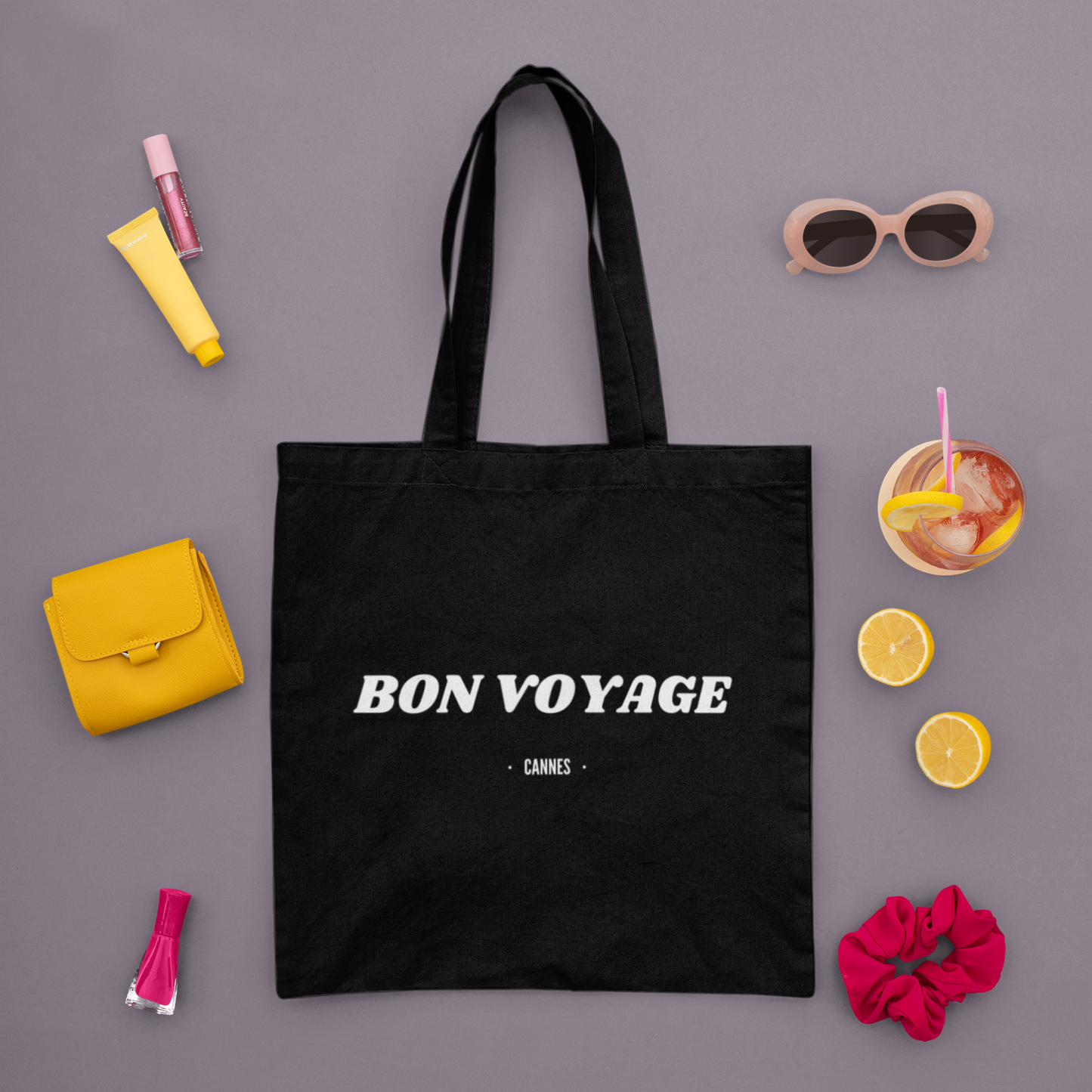 Cannes - "Bon Voyage" Casual Cotton Canvas Tote Bag