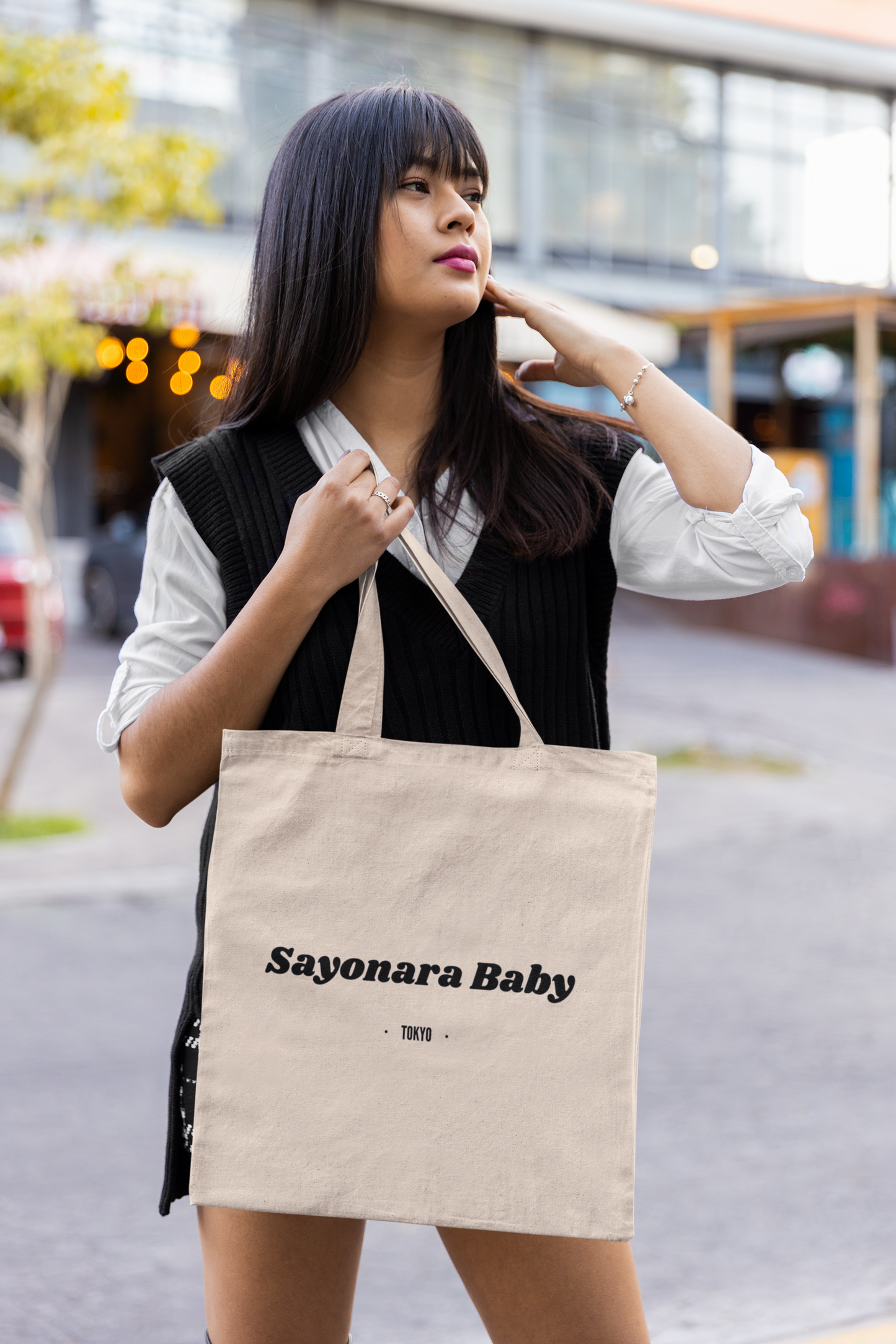 Tokyo - "Sayonara Baby" Cool Cotton Canvas Tote Bag