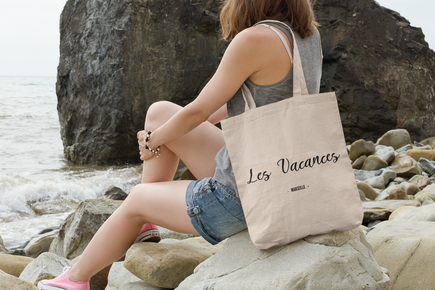 Marseille - "Les Vacances" Stylish Cotton Canvas Tote Bag