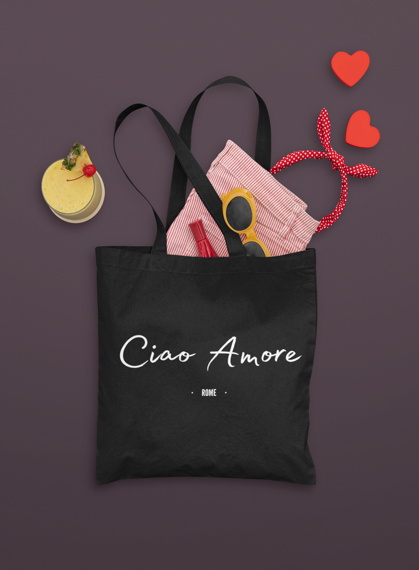 Rome - "Ciao Amore" Cute Cotton Canvas Tote Bag
