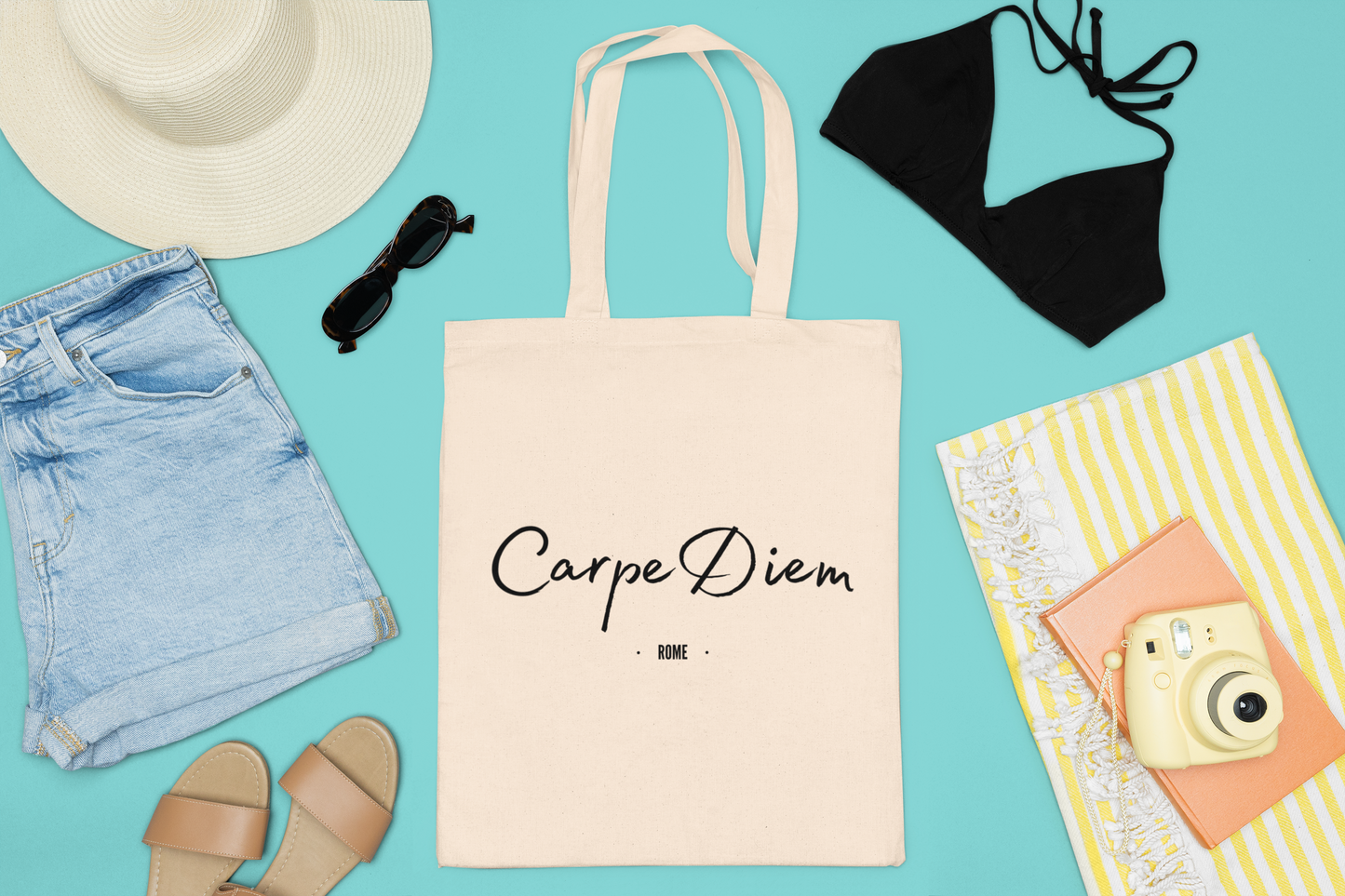 Rome - "Carpe Diem" Sophisticated Cotton Canvas Tote Bag