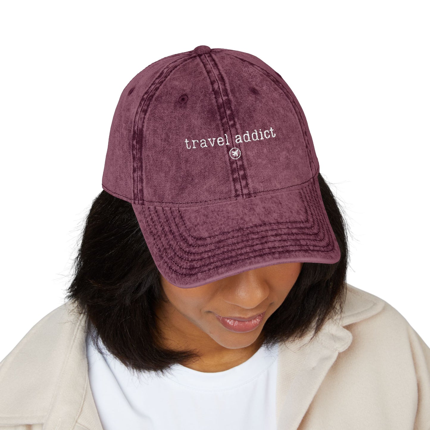 "Travel Addict" - Vintage Embroidered Cap