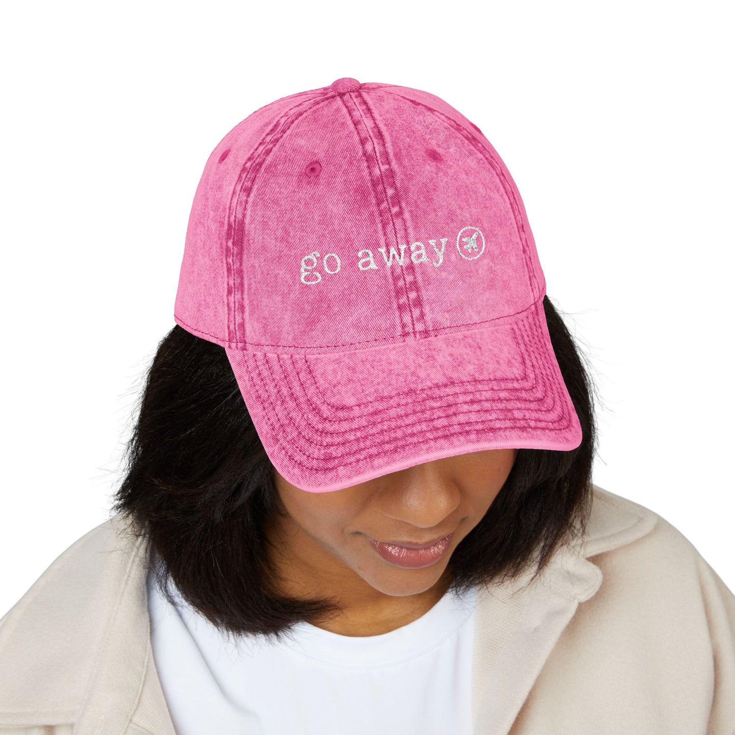 "Go Away" - Vintage Embroidered Cap
