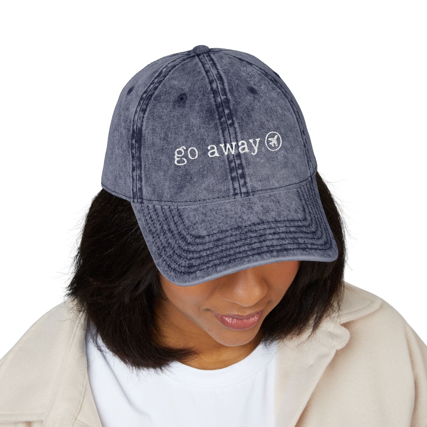 "Go Away" - Vintage Embroidered Cap