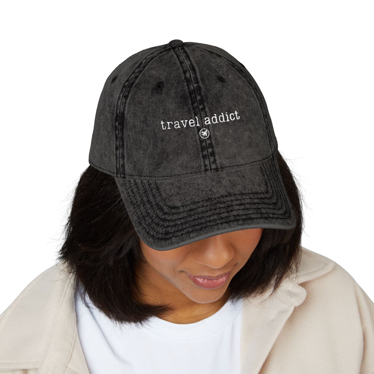 "Travel Addict" - Vintage Embroidered Cap